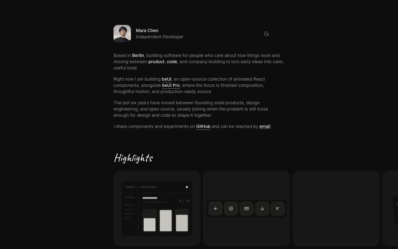 Personal Website template preview